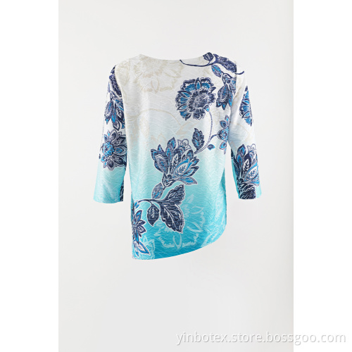Knit novelty 3/4 sleeve top
